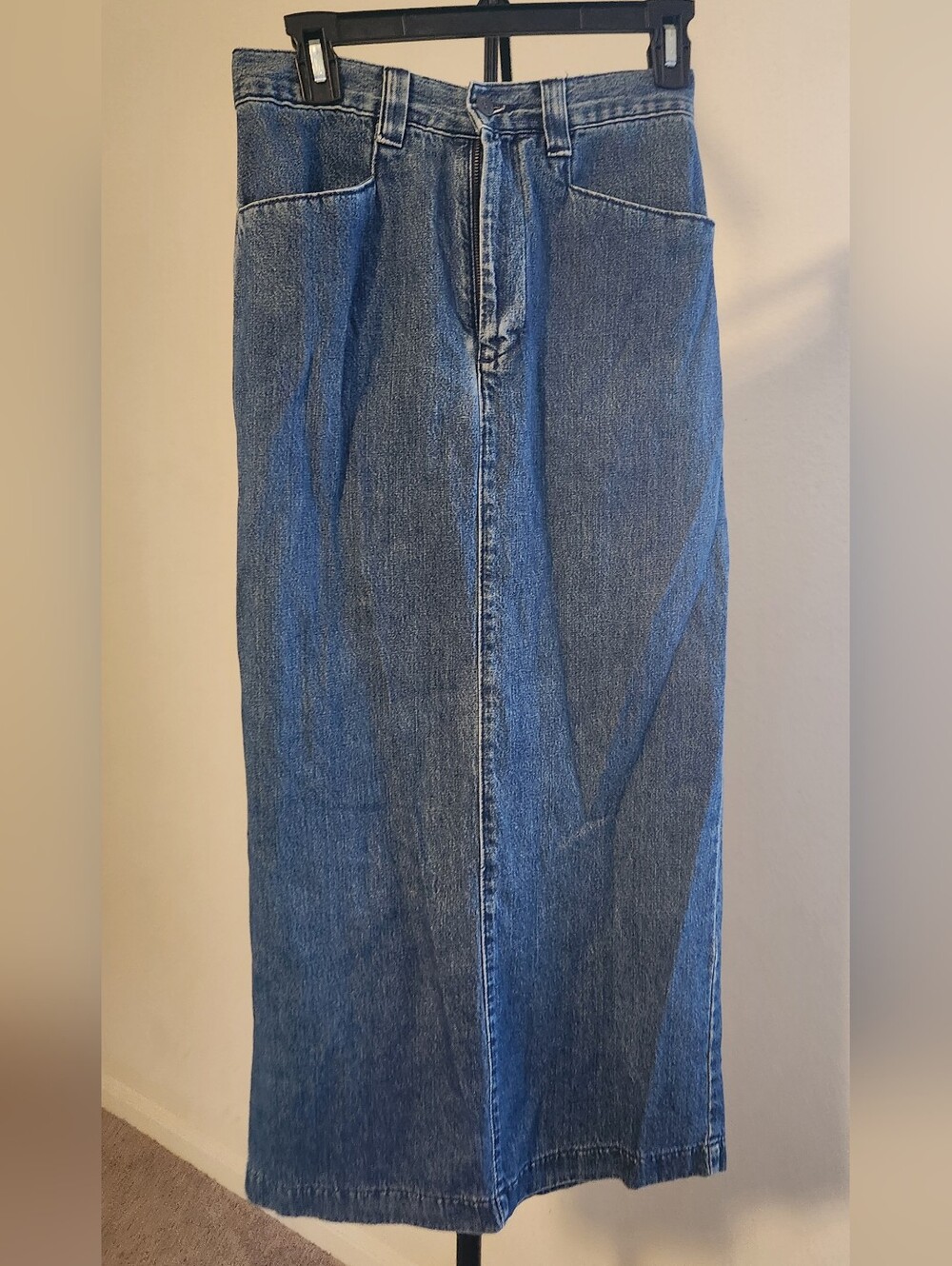 Blue Straight Leg Denim Skirt